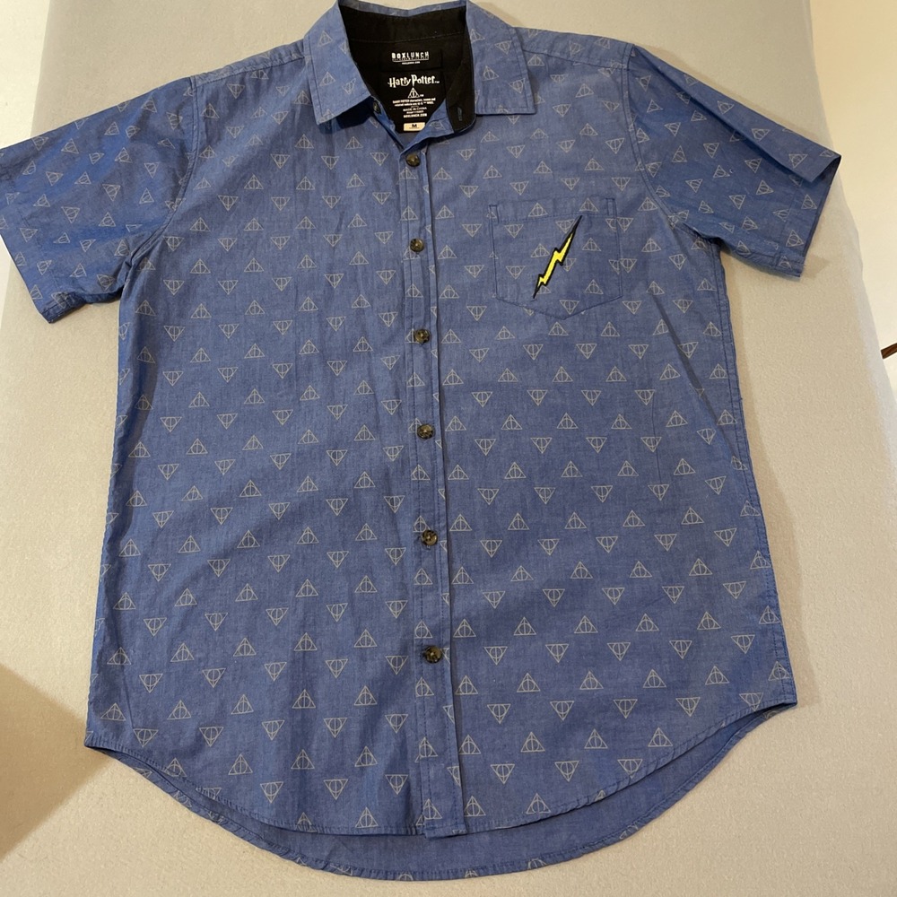 Harry Potter lunchbox short sleeve‎ button-down Shirt size medium 2017 lightning